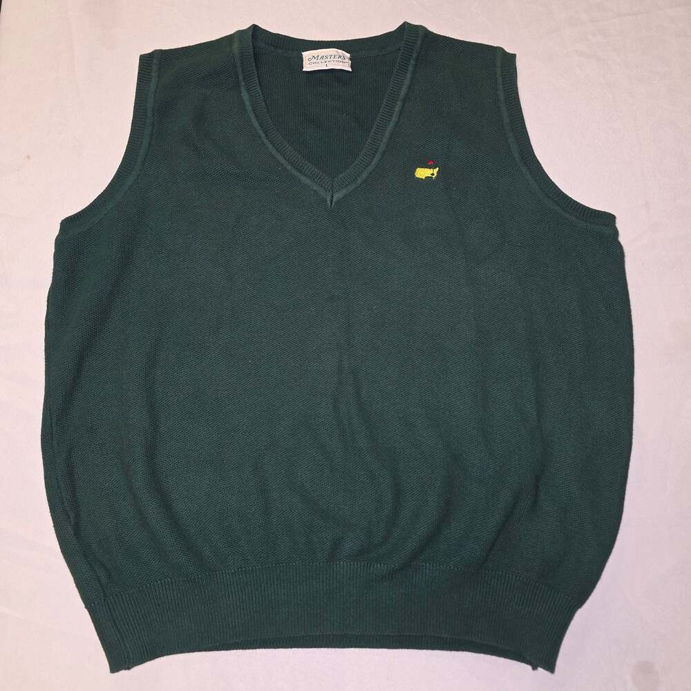 Masters Collection Augusta National Golf Shop Cotton V-Neck Green Sweater Vest